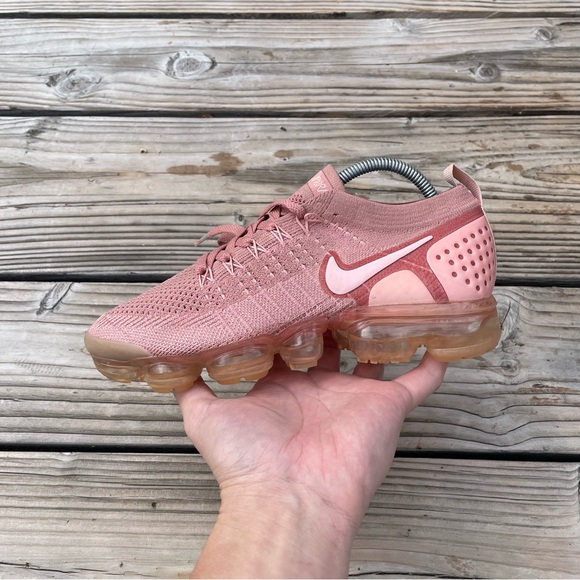 Women Nike Air VaporMax Flyknit 2 Rust Pink Running Shoes Sneakers - Picture 2 of 9